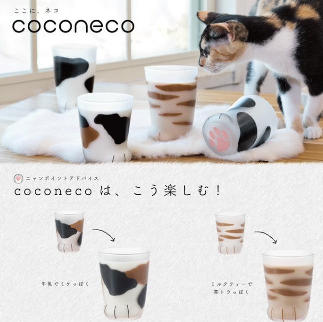 日本Coconeco貓掌玻璃杯|三花貓、橘貓、乳牛貓 - 富士通販