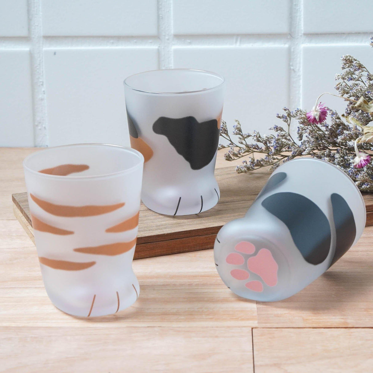 日本Coconeco貓掌玻璃杯|三花貓、橘貓、乳牛貓 - 富士通販
