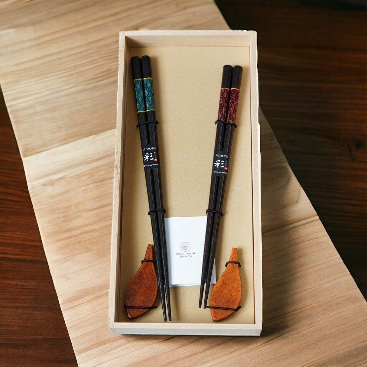 日本製 麻葉 對筷 筷架 禮盒組|筷子 日本筷子 入厝禮物 結婚禮物 - 富士通販