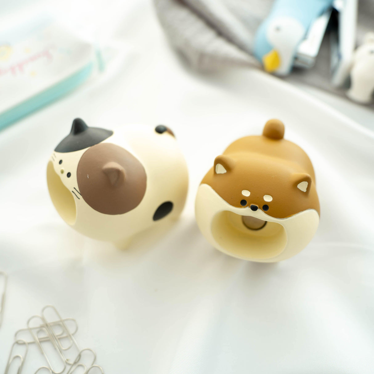 DECOLE迴紋針收納動物公仔|柴犬、三色貓,貓奴狗奴必備 - 富士通販