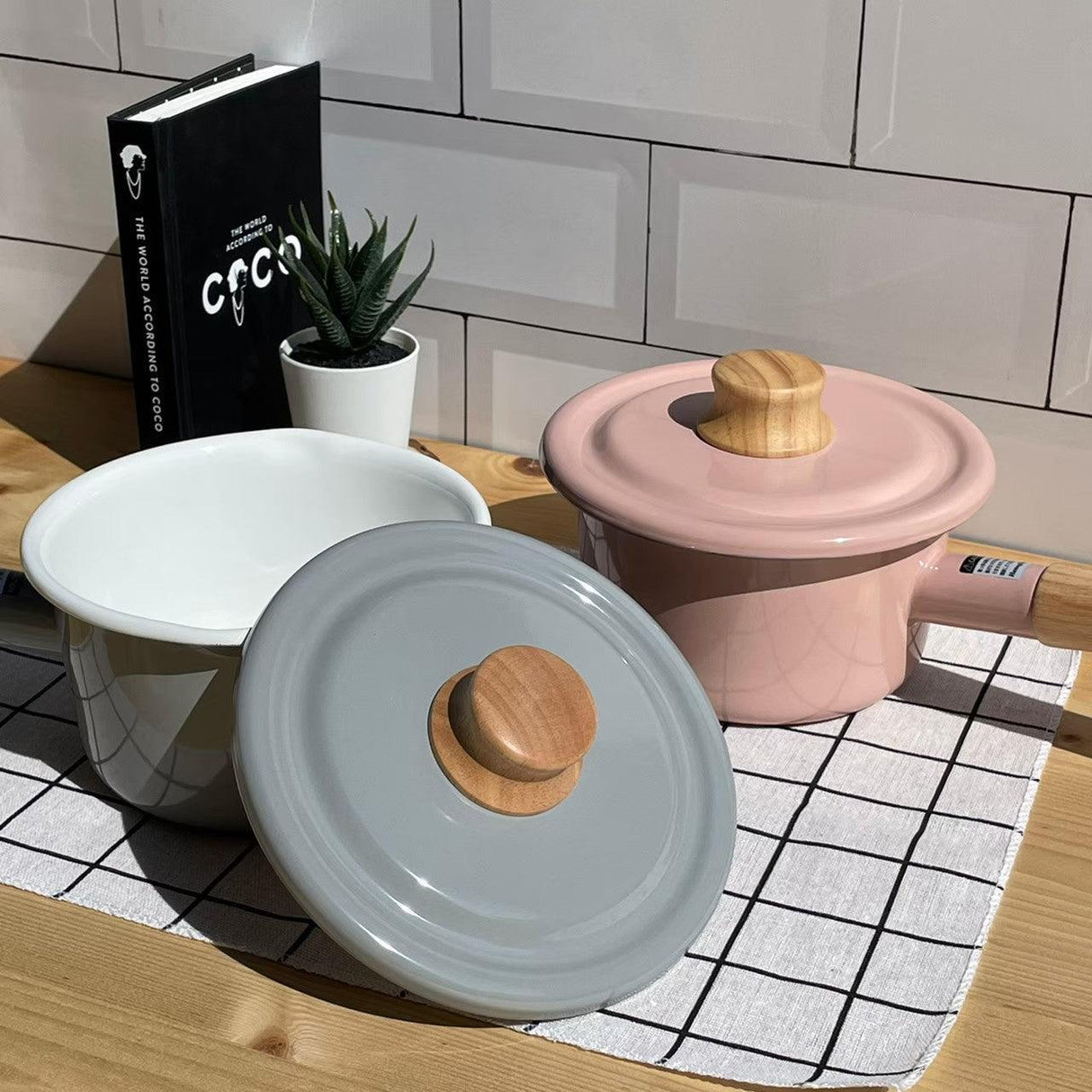 日本 FUJIHORO富士琺瑯|Cotton簡約系列14cm琺瑯鍋|牛奶鍋(附鍋蓋)-多色任選 - 富士通販