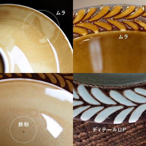 日本製 美濃燒 Gran 陶瓷盤 23.7cm|羽毛 灰色 - 富士通販