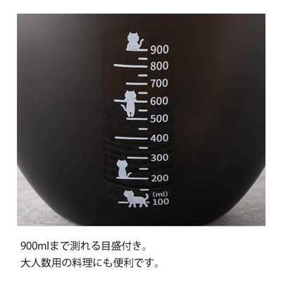 KAI貝印 Nyammy 黑貓咪可微波量杯|/秤重碗-日本製 - 富士通販