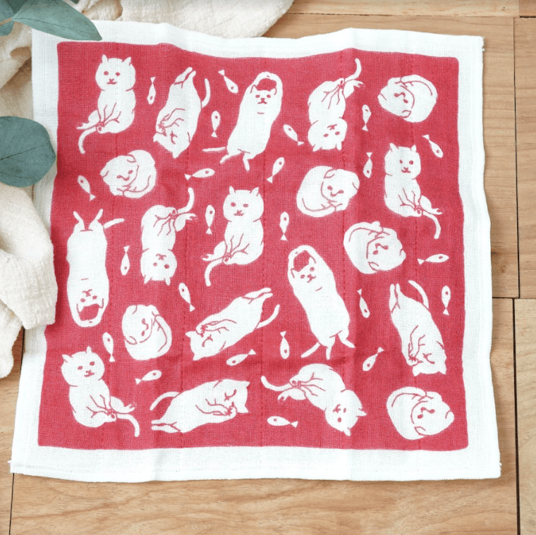 日本製|奈良蚊帳生地 kayakiji 七重紗貓咪抹布 - 富士通販