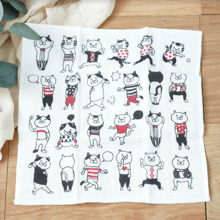 日本製|奈良蚊帳生地 kayakiji 七重紗貓咪抹布 - 富士通販