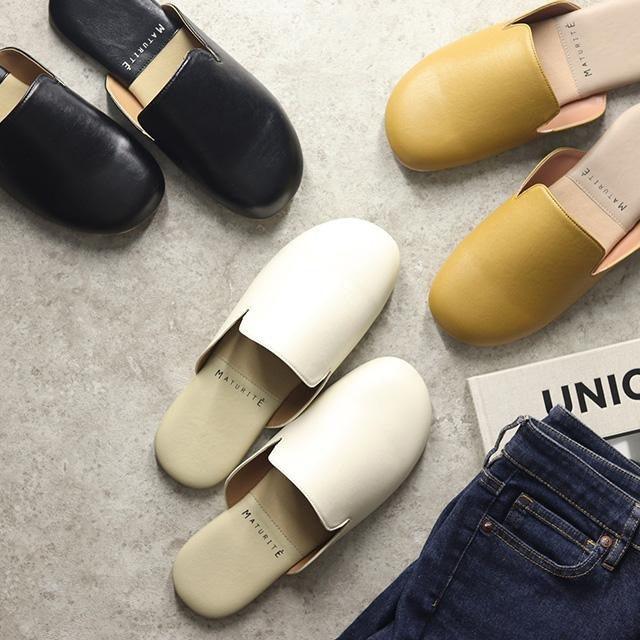 日本 MATURITE 時尚室內拖鞋|仿皮革 柔軟 舒適 防滑 - 富士通販