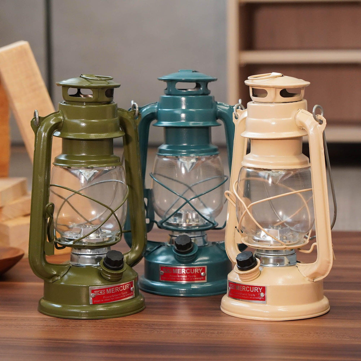 MERCURY 復古造型露營燈 米 綠 藍|露營燈 照明燈 復古煤油燈 - 富士通販