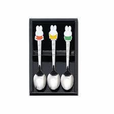 日本製 Miffy 米菲兔 不鏽鋼兒童餐具 湯匙三隻入|環保餐具 下午茶 禮盒組 - 富士通販
