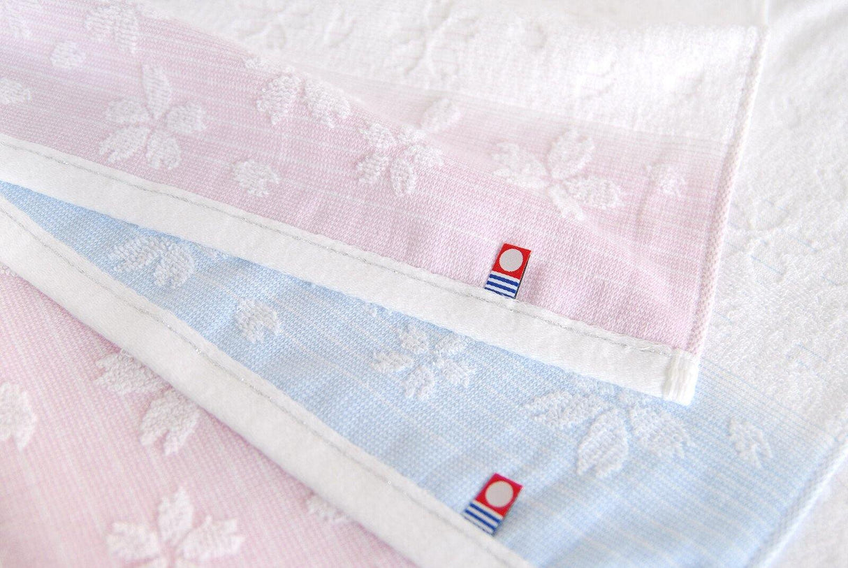 日本製 今治製造 Monor 櫻花毛巾-藍/粉|今製毛巾浴巾 - 富士通販