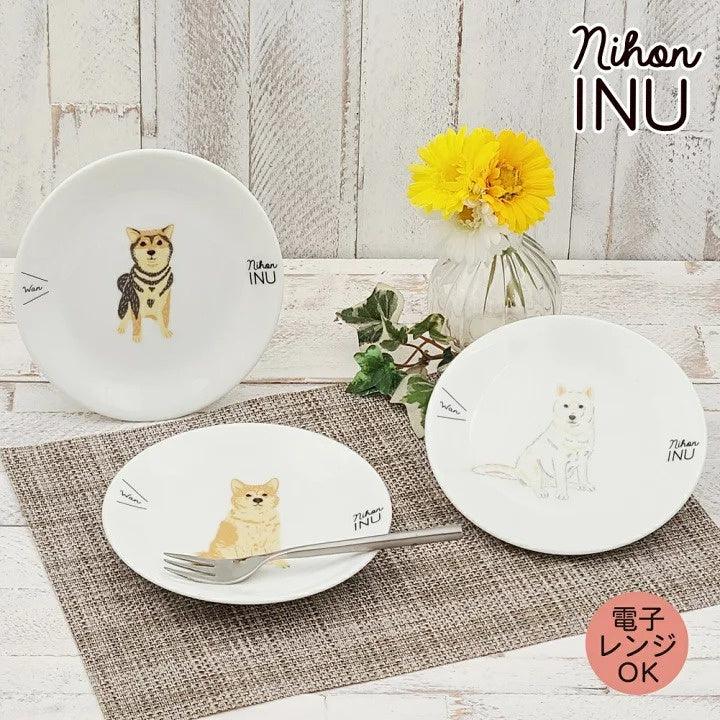 日本製 nihon INU 美濃燒 狗狗陶瓷盤|柴犬 秋田 白犬 - 富士通販