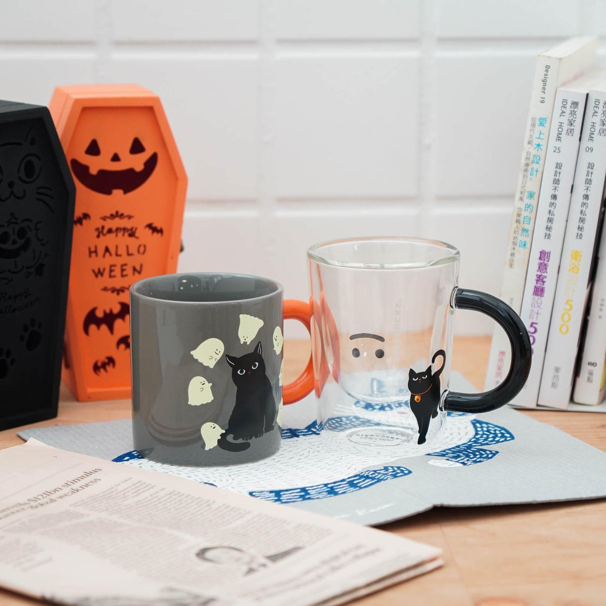 日本星巴克黑貓精靈搗蛋馬克杯 | 雙層小惡魔造型玻璃馬克杯 - 富士通販