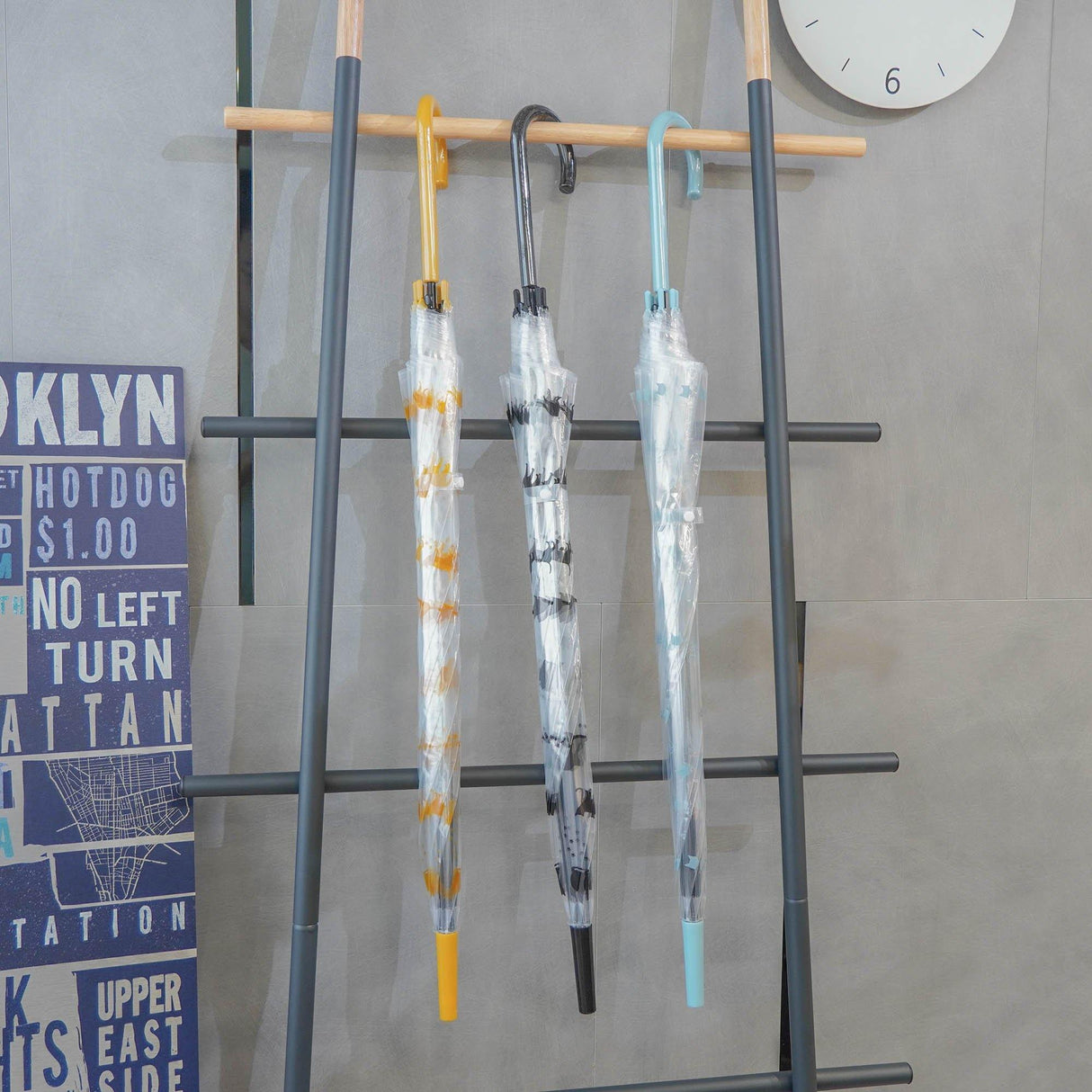 網美必備貓咪圖案透明傘 | 長柄傘 | 直桿傘 | 彎柄雨傘|黑色貓咪 - 富士通販