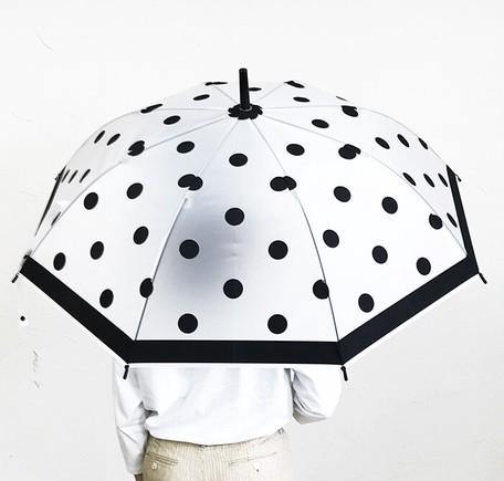 網美必備半透明傘 | 長柄傘 | 直桿傘 | 彎柄雨傘|共有兩色可選|點點傘 貓咪傘 - 富士通販
