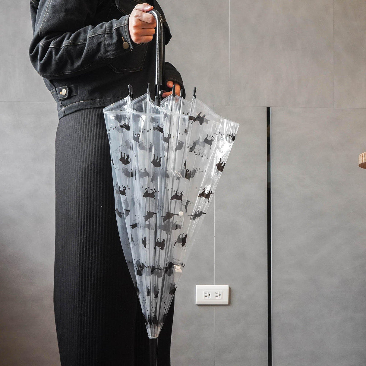 網美必備貓咪圖案透明傘 | 長柄傘 | 直桿傘 | 彎柄雨傘|藍色貓咪 - 富士通販