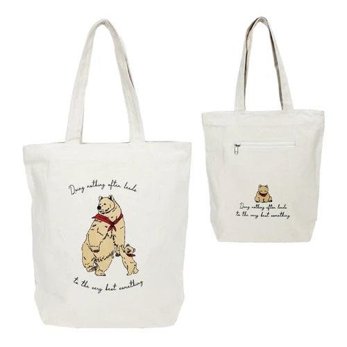 日本polka polka 手提包包|拉鏈款 熊手提包 麵包手提包 可放入A4文件 - 富士通販