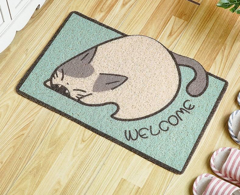 日系 可愛動物圖案 PVC絲圈止滑地墊|玄關腳踏墊|防塵防滑刮泥地墊-六款可選 - 富士通販