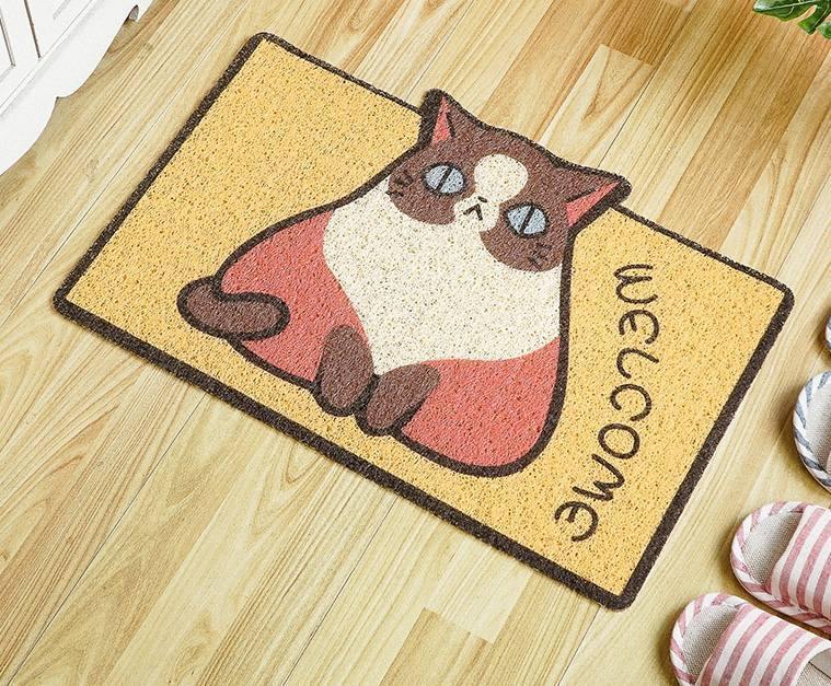 日系 可愛動物圖案 PVC絲圈止滑地墊|玄關腳踏墊|防塵防滑刮泥地墊-六款可選 - 富士通販