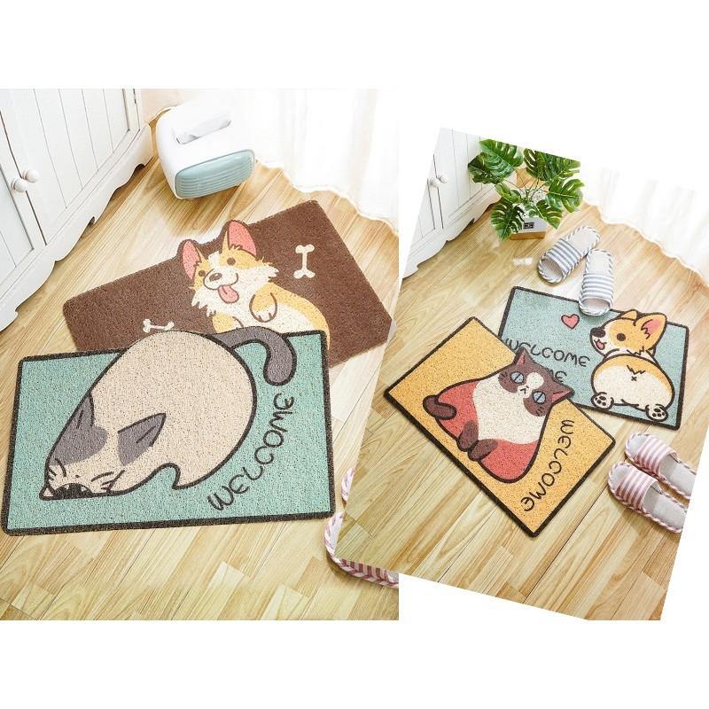 日系 可愛動物圖案 PVC絲圈止滑地墊|玄關腳踏墊|防塵防滑刮泥地墊-六款可選 - 富士通販