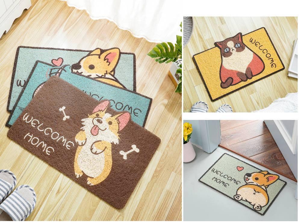 日系 可愛動物圖案 PVC絲圈止滑地墊|玄關腳踏墊|防塵防滑刮泥地墊-六款可選 - 富士通販