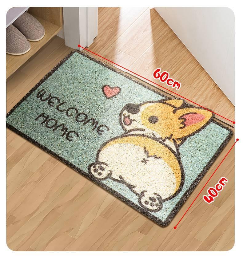 日系 可愛動物圖案 PVC絲圈止滑地墊|玄關腳踏墊|防塵防滑刮泥地墊-六款可選 - 富士通販