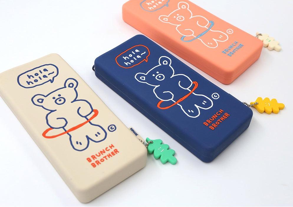 韓國 Romane hola 熊熊 矽膠鉛筆盒|筆袋 韓國鉛筆盒 收納袋 - 富士通販