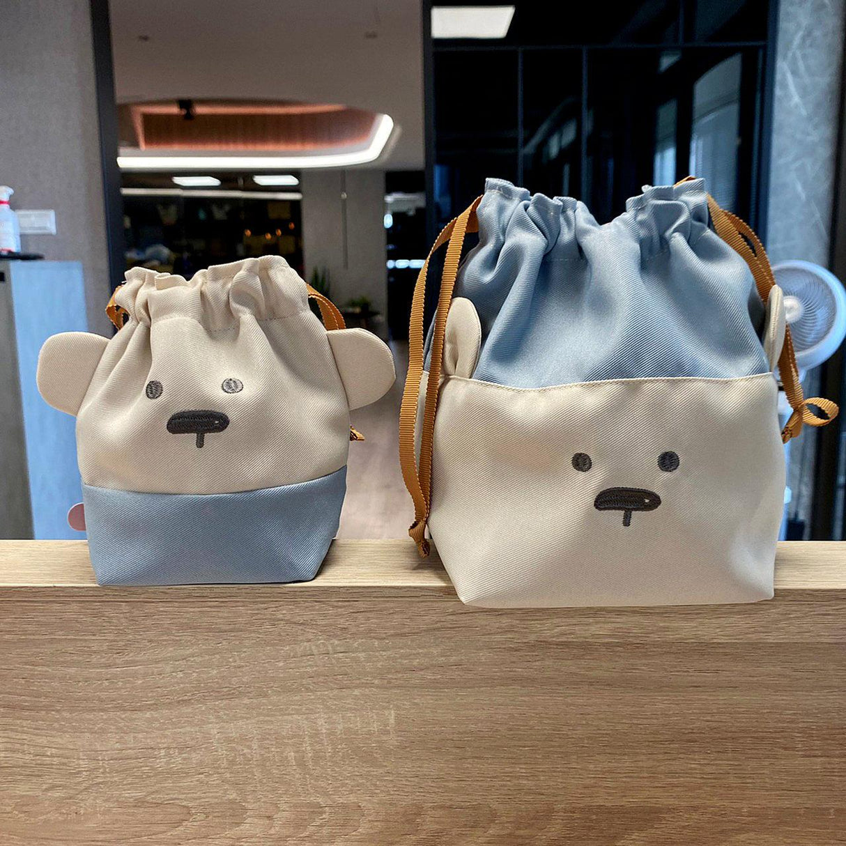 日本 兔子 熊熊造型兒童餐袋S M|收納袋 束口袋 旅行收納 - 富士通販