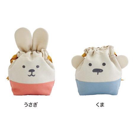 日本 兔子 熊熊造型兒童餐袋S M|收納袋 束口袋 旅行收納 - 富士通販