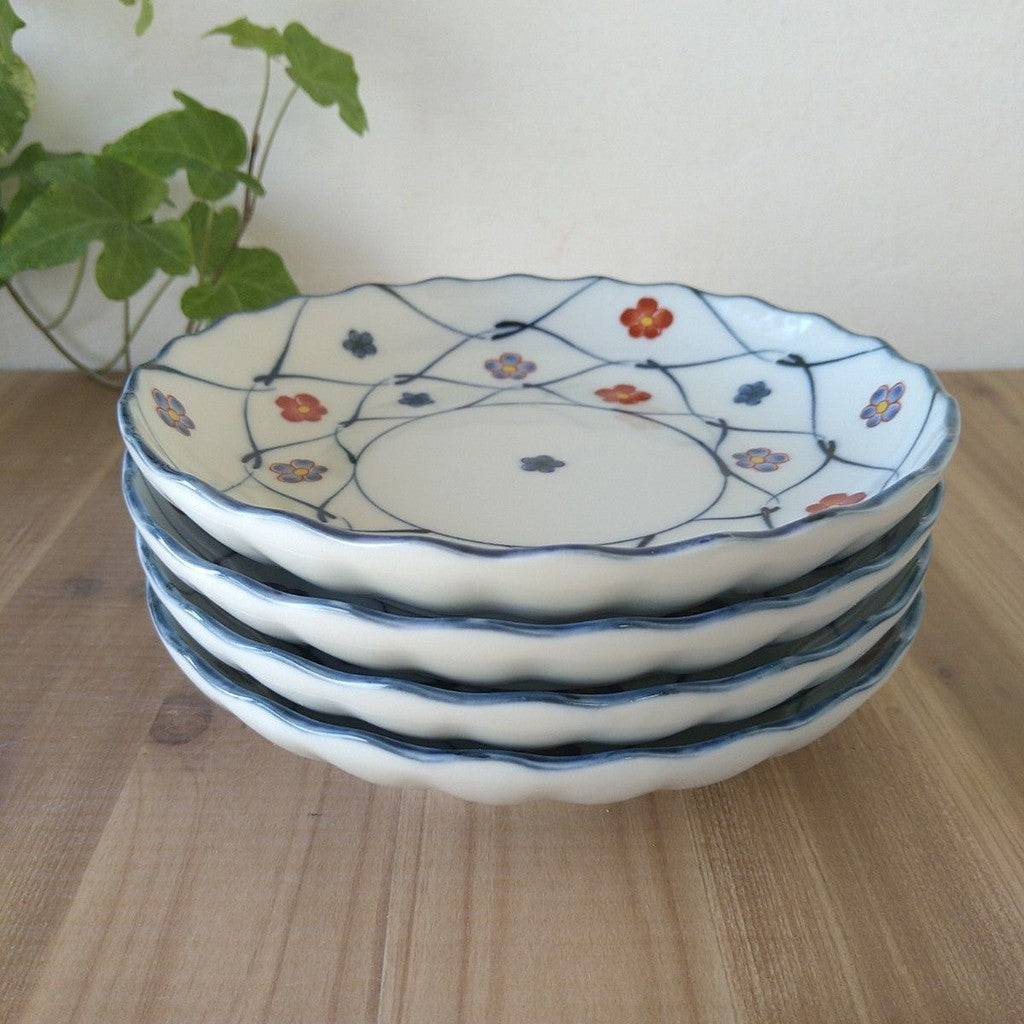 日本製 美濃燒 吾山窯 梅花網紋碗盤 | 圓盤 小缽 點心 甜點碗 梅花紋 吉祥紋