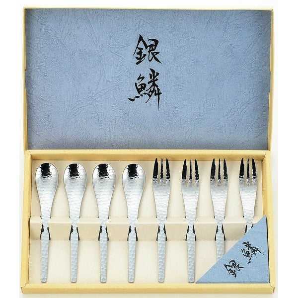 日本製 新瀉 銀麟鎚目不鏽鋼餐具禮盒 4入/6入/8入/12入 | 蛋糕叉 咖啡勺 下午茶組