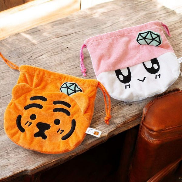 韓國文創 BONGBONGEE x MUZIK TIGER 絨布束口袋 | 拉繩束口袋 小提袋