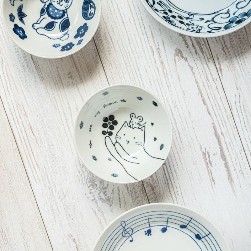 日本製 美濃燒 貓咪造型碗 13.5公分 | 招財貓 貓咪碗 飯碗 湯碗 貓奴必買