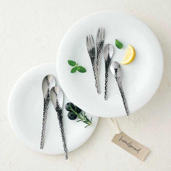 日本製 新瀉 銀麟鎚目不鏽鋼餐具禮盒 4入/6入/8入/12入 | 蛋糕叉 咖啡勺 下午茶組