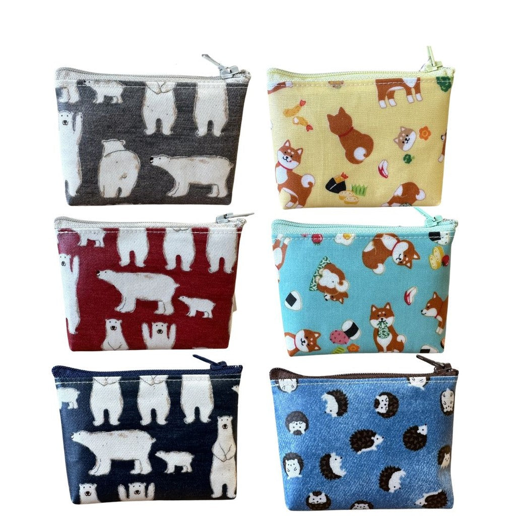 日本製 手工動物造型零錢包 北極熊 柴犬 刺蝟 收納包 信用卡包 票卡夾