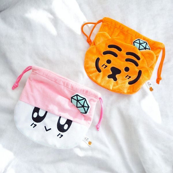 韓國文創 BONGBONGEE x MUZIK TIGER 絨布束口袋 | 拉繩束口袋 小提袋