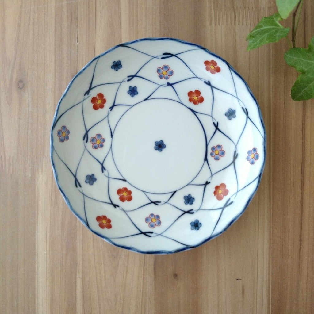 日本製 美濃燒 吾山窯 梅花網紋碗盤 | 圓盤 小缽 點心 甜點碗 梅花紋 吉祥紋