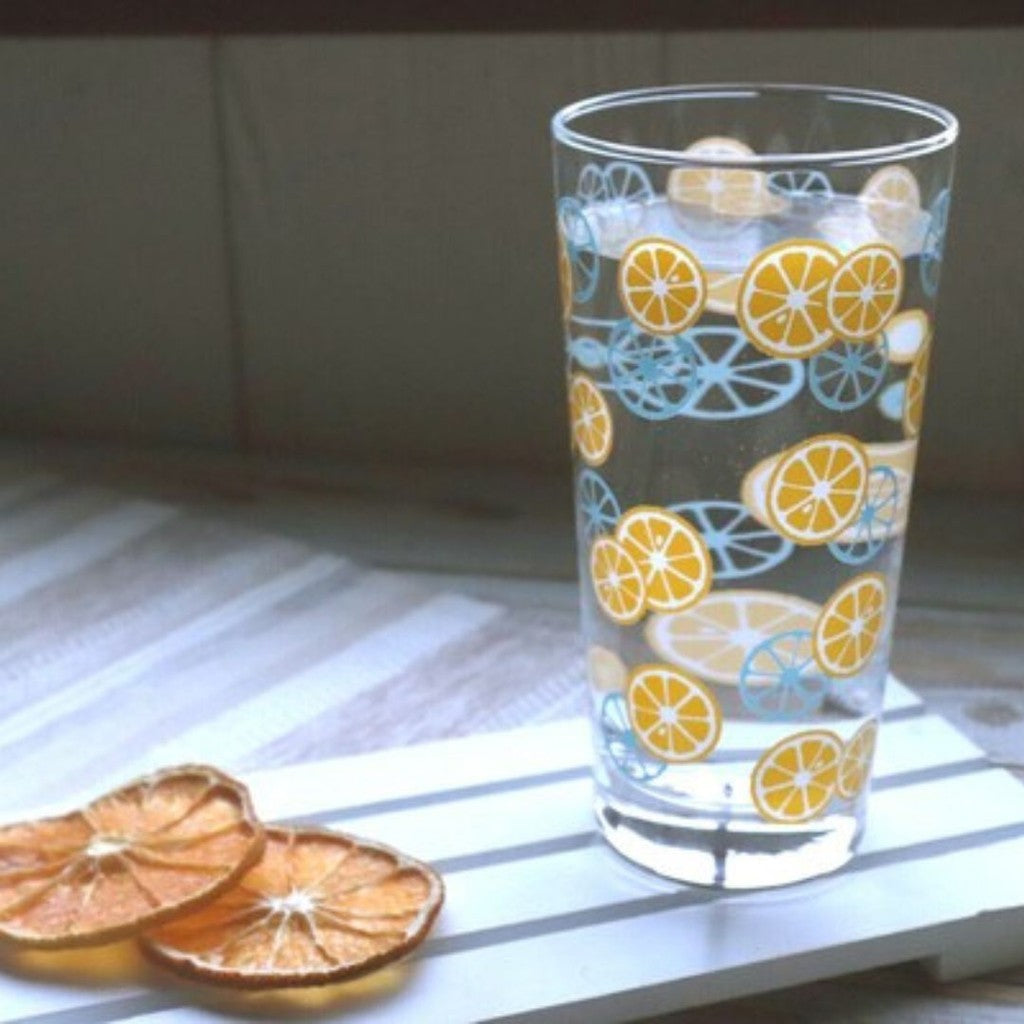 日本製 美濃燒 夏日檸檬玻璃杯 420cc | 透明水杯 玻璃杯 檸檬 飲品杯 清涼感造型