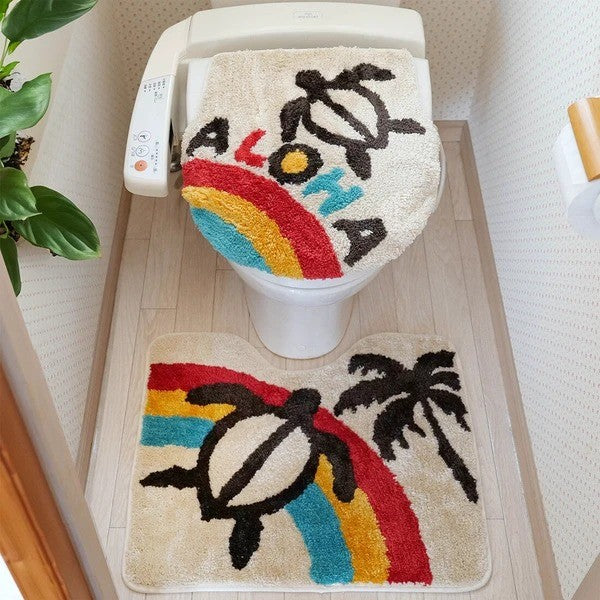 日本 TOMO 柴犬 海龜 馬桶地墊 兩入組 | 浴室地墊 地毯地墊 馬桶腳踏墊