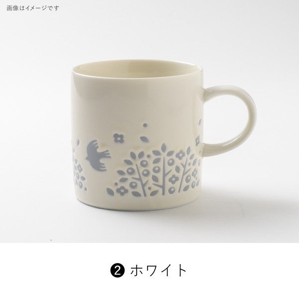 日本製 美濃燒 LINTU 飛鳥花草馬克杯 300ml | 陶瓷杯 咖啡杯 北歐風