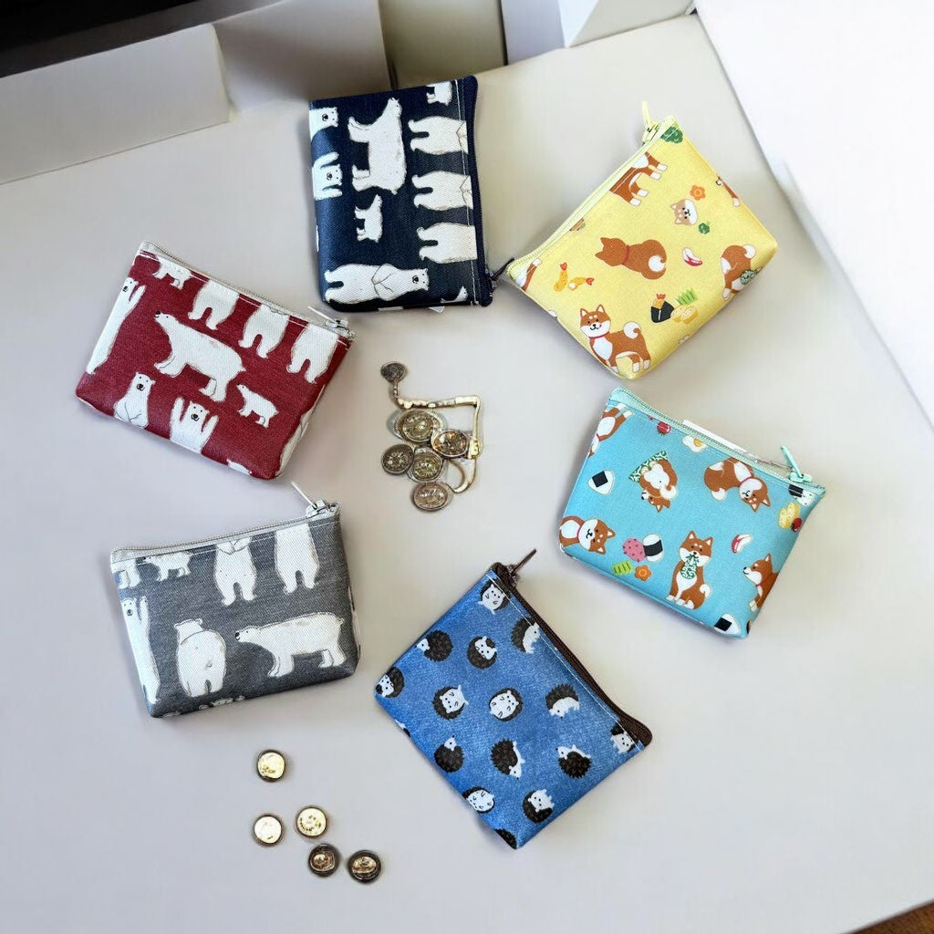 日本製 手工動物造型零錢包 北極熊 柴犬 刺蝟 收納包 信用卡包 票卡夾