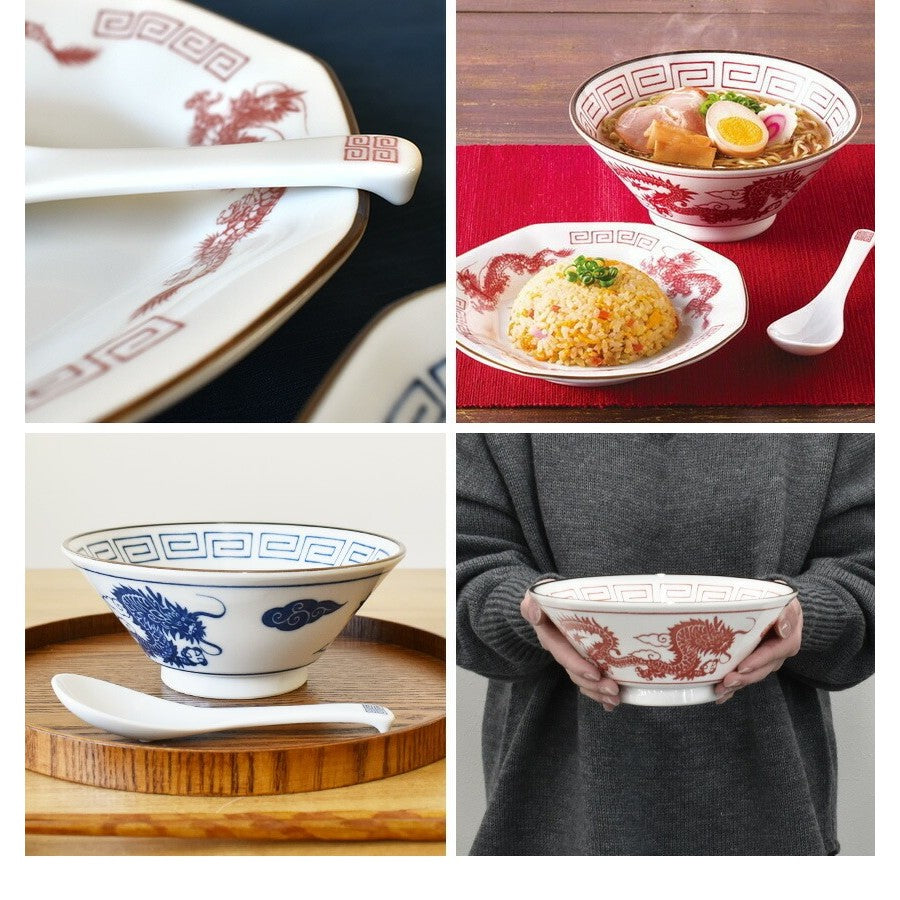 日本製 美濃燒 龍紋中華料理系列碗盤 | 拉麵碗 八角盤 中國風 龍紋 大碗公