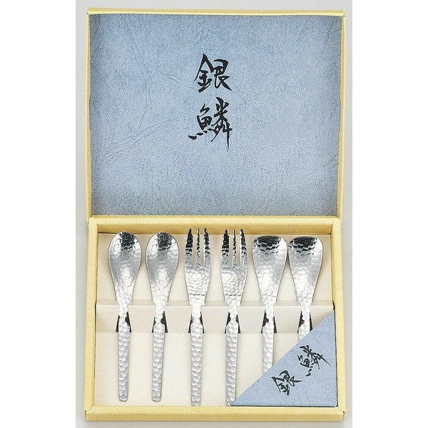 日本製 新瀉 銀麟鎚目不鏽鋼餐具禮盒 4入/6入/8入/12入 | 蛋糕叉 咖啡勺 下午茶組