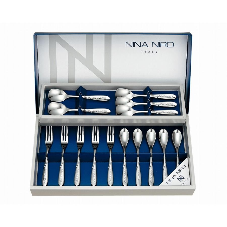 日本製 NINA NIRO 不銹鋼餐具15件組︱湯匙 叉子 冰淇淋勺 禮盒