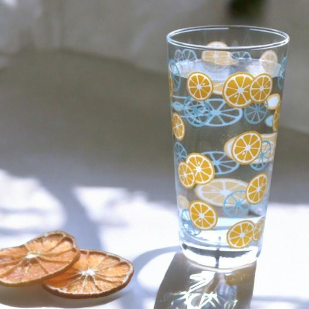 日本製 美濃燒 夏日檸檬玻璃杯 420cc | 透明水杯 玻璃杯 檸檬 飲品杯 清涼感造型