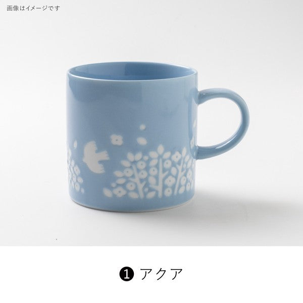 日本製 美濃燒 LINTU 飛鳥花草馬克杯 300ml | 陶瓷杯 咖啡杯 北歐風
