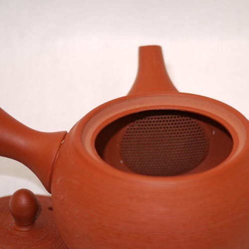 日本製 常滑燒 人水朱泥大容量急須茶壺 400ml | 蜂巢式濾網 側把壺 朱泥茶壺