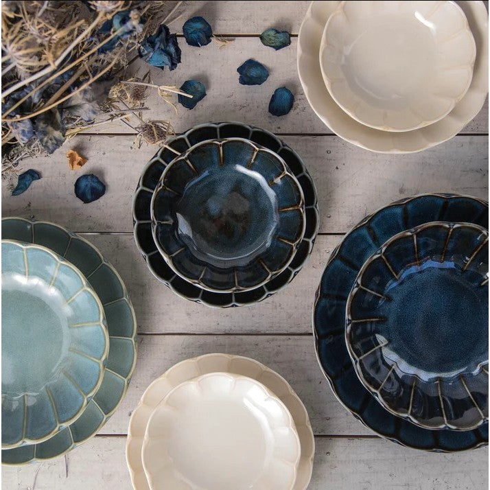 日本製 美濃燒 復古花邊餐盤 三色 | 小盤 深盤 小碗 沙拉碗 義大利麵盤