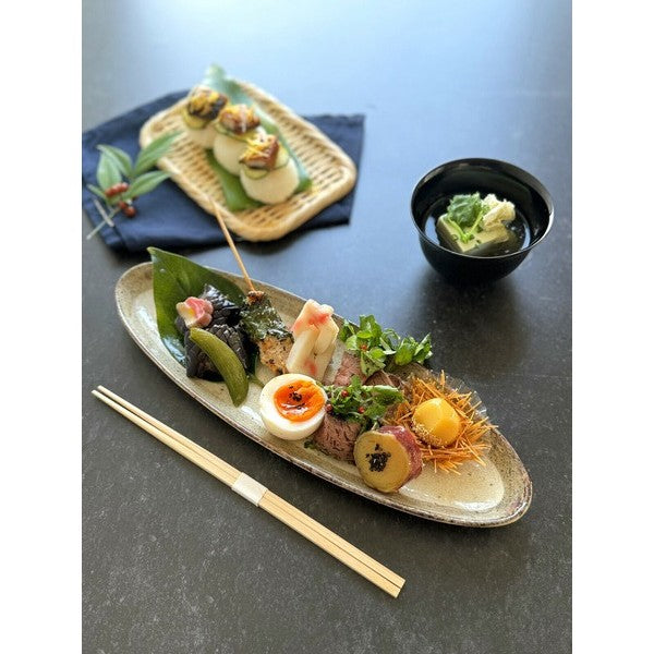 日本製 美濃燒 粗陶燒物長盤 | 烤魚 生魚片 燒物盤 日式碗盤