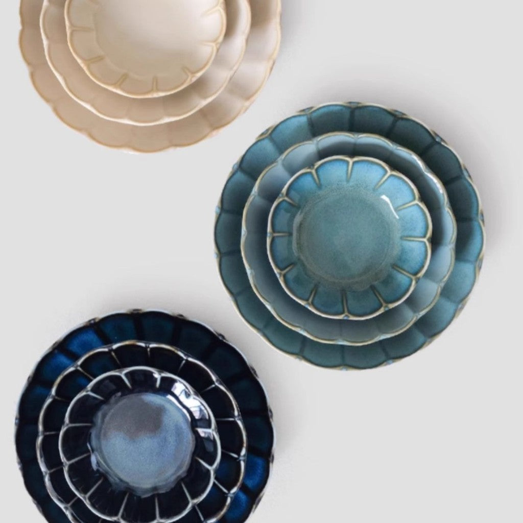 日本製 美濃燒 復古花邊餐盤 三色 | 小盤 深盤 小碗 沙拉碗 義大利麵盤