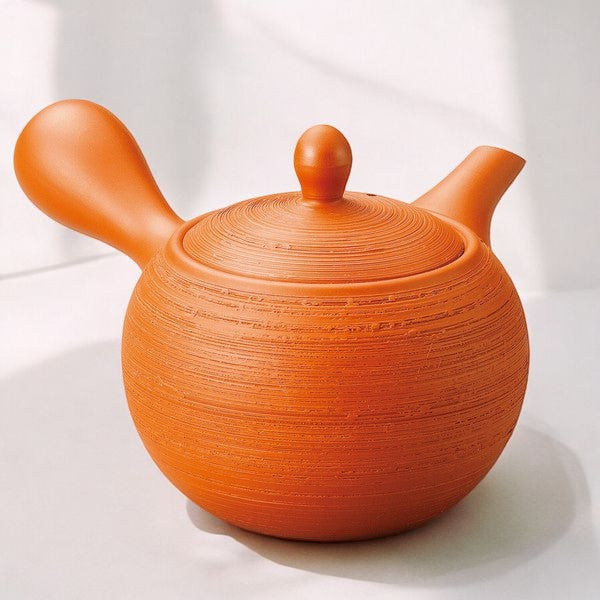 日本製 常滑燒 人水朱泥大容量急須茶壺 400ml | 蜂巢式濾網 側把壺 朱泥茶壺