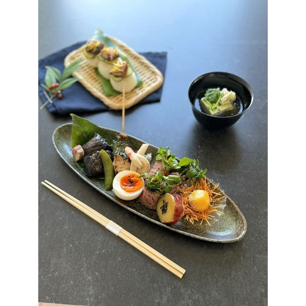 日本製 美濃燒 粗陶燒物長盤 | 烤魚 生魚片 燒物盤 日式碗盤